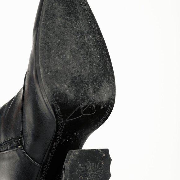 John Fluevog Lu Black Leather Tall Studded Boots - Picture 5 of 12